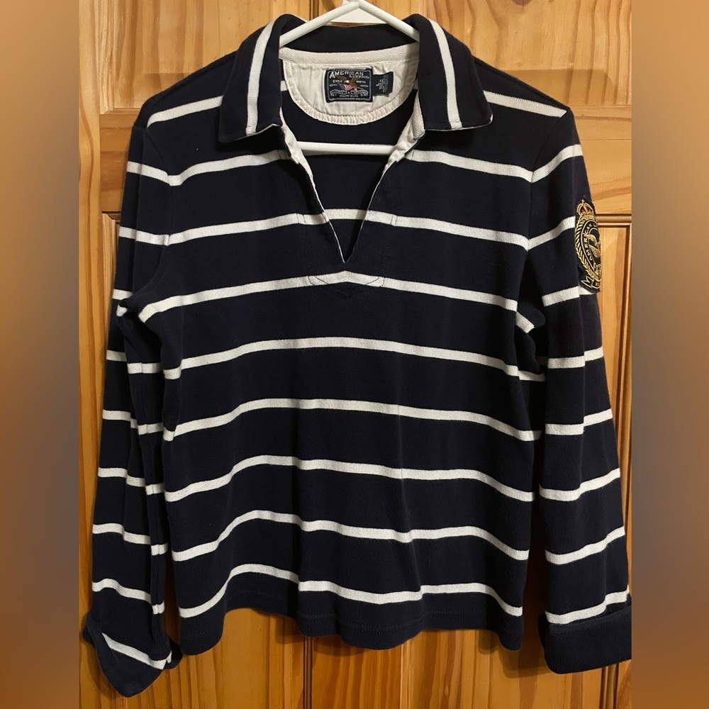 Ralph Lauren Navy and White Striped Sweater